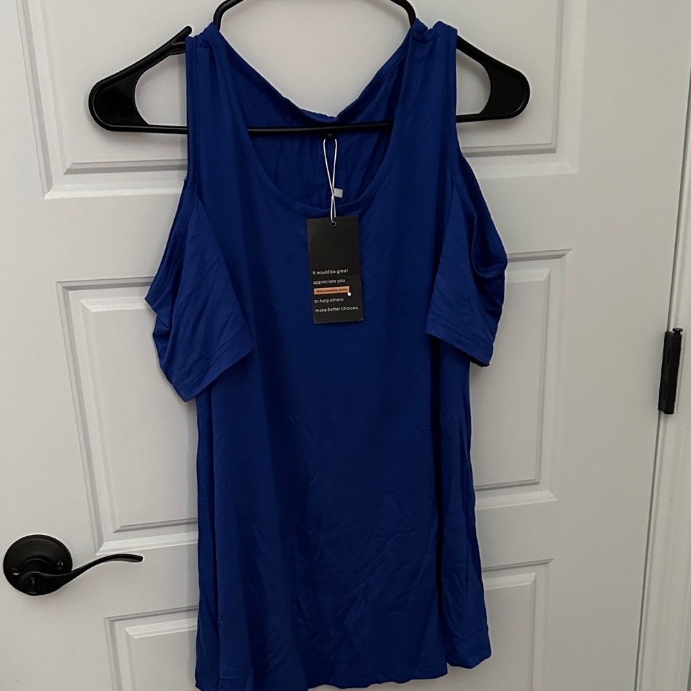 Elegant Royal Blue Cold Shoulder Blouse